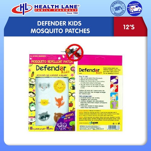 DEFENDER KIDS MOSQUITO PATCHES 12'S